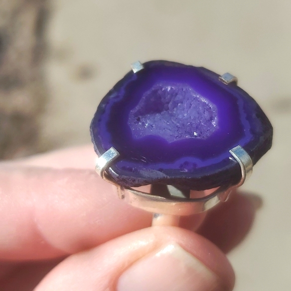 New Solar Quartz Agate Druzy 925 Silver Ring. - Picture 13 of 14
